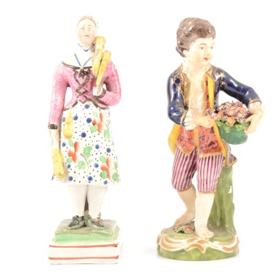 Lot 56 - Derby figure of a boy gardener, and a Pearlware figure