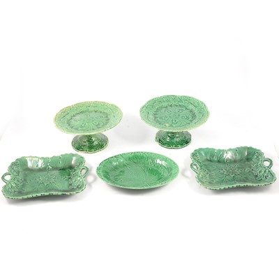 Lot 69 - Staffordshire green-glazed earthenware part dessert service