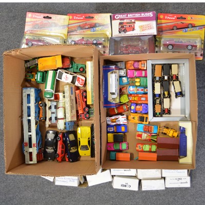 Lot 162 - Two trays of vintage and modern die-cast models including Corgi Batmobile