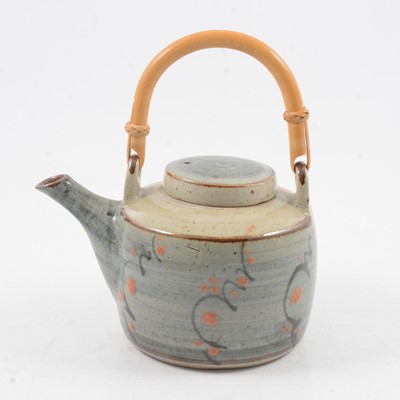 Lot 1043 - David Leach, a stoneware teapot and six tea bowls