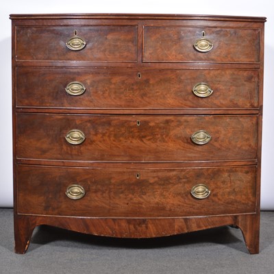 Lot 600 - Georgian mahogany bowfront chest of drawers.