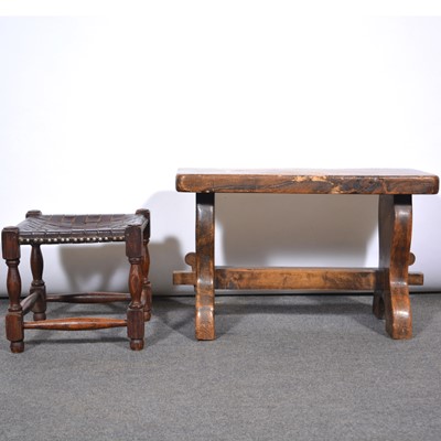 Lot 614 - Elm and beech stool and one other