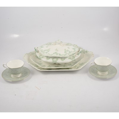 Lot 41 - Johnson Brothers green and white transfer printed ware.