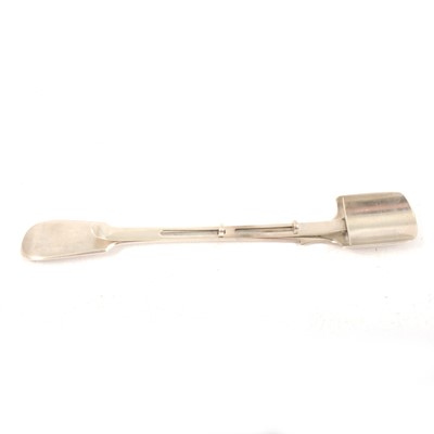 Lot 262 - Georgian silver cheese scoop, Joseph & Albert Savory, London 1834.