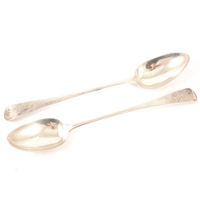 Lot 255 - Pair of Georgian silver basting spoons, W.S, London 1793.
