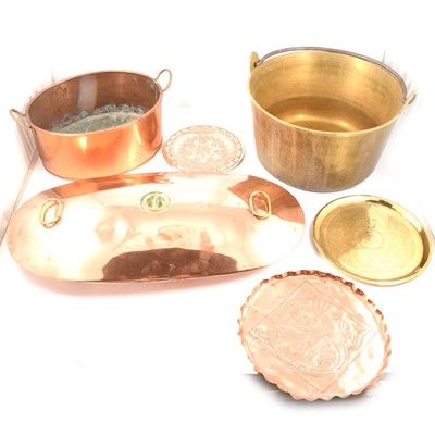 Lot 131 - Brass jam pan, etc.