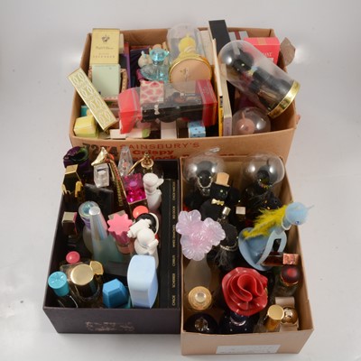 Lot 121 - Three boxes of vintage perfume bottles, empty vintage perfume boxes and books.