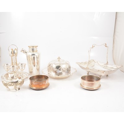 Lot 183 - Collection of silver plated wares including cocktail shaker