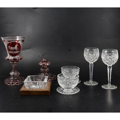 Lot 60 - Table glass and other glassware, two boxes including Waterford