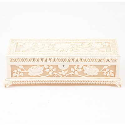 Lot 84 - Chinese carved ivory casket, late 19th century