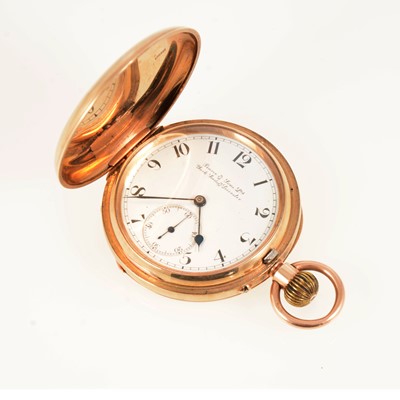 Lot 109 - Pearce & Sons - a 9 carat yellow gold full-hunter pocket watch