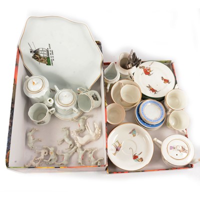 Lot 76 - Two child's part tea sets, other plates and china horses.