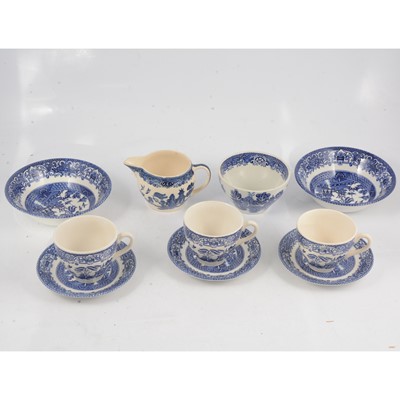 Lot 97 - A Royal Crown Derby milk jug and sugar bowl together with blue and white tableware.