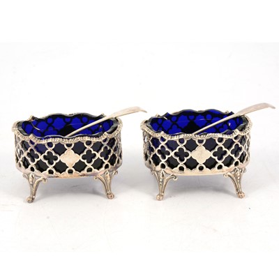 Lot 32 - Pair of Victorian oval silver salts, William Robert Smiley, London 1853