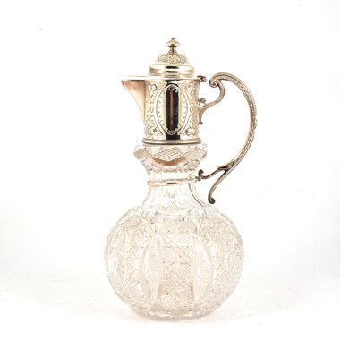 Lot 36 - Victorian cut-glass claret jug, with silver mounts, Elkington & Co. Limited, Birmingham 1893
