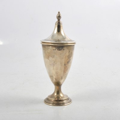 Lot 230 - Slender silver sugar urn, Fattorini & Sons Ltd, Birmingham 1913.