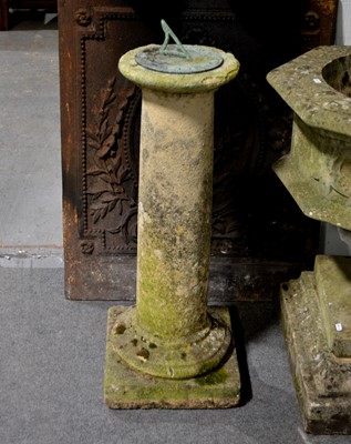 Lot 506 - Verdigris metal sundial, on a plinth