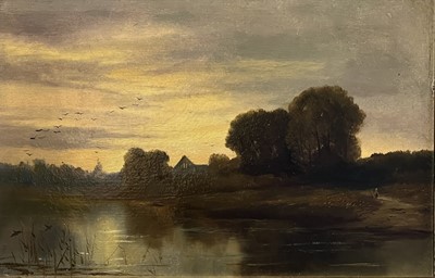 Lot 175 - Manner of Patrick Nasmyth, Lake scene, a nocturne