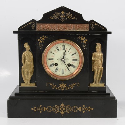 Lot 163 - Victorian slate mantle clock