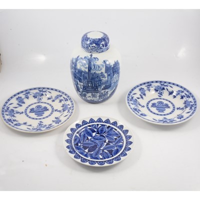 Lot 54 - Brown-Westhead, Moore & Co transferware plate, two Minton plates and a modern ginger jar.