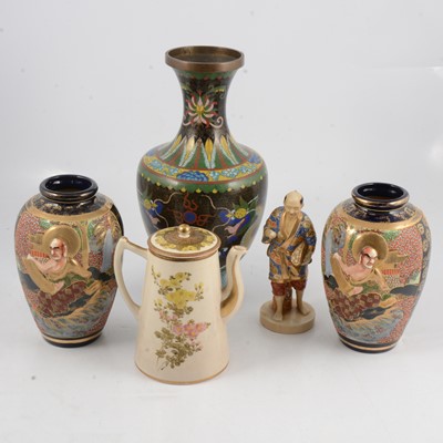 Lot 57 - A Satsuma lidded pot and other oriental wares