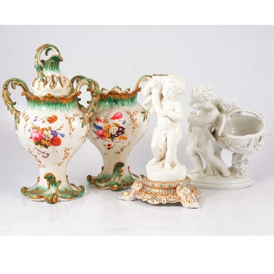 Lot 55 - Coalport style pot pourri vase, etc