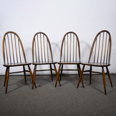 Lot 558 - Set of four Ercol dark stained Quaker hoop back chairs