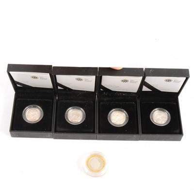 Lot 178 - The Royal Mint  - Four Silver Proof One Pound Coins, reverse designer Stuart Devlin, DNA Double Helix Two Pounds.