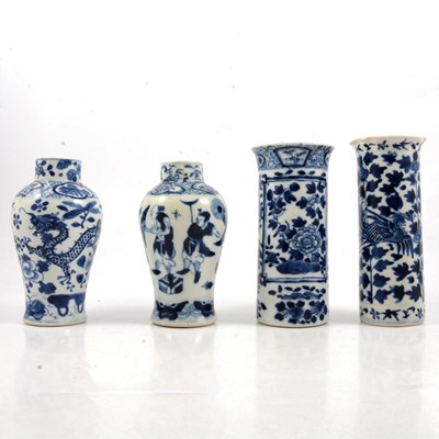 Lot 33 - Four Chinese porcelain blue and white vases