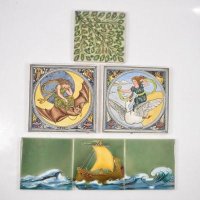 Lot 61 - A collection of Victorian Art Pottery tiles, including William De Morgan, Craven Dunnill, etc.