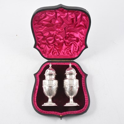 Lot 165 - Pair of silver sugar casters, Atkin Brothers, Sheffield 1892.