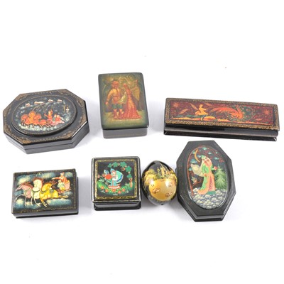 Lot 84 - Six black lacquer trinket boxes