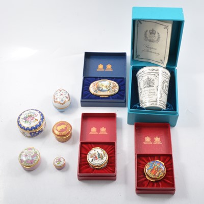 Lot 18 - Nine enamel boxes, to include Bilston & Battersea Enamels, Halcyon Days and Crummles.