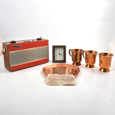 Lot 159 - Silver faced desk clock, etc.