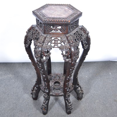Lot 20 - Chinese carved hardwood jardiniere stand