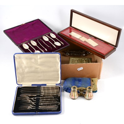 Lot 159 - Silver apostle teaspoons and sugar nips, Royal Standards silver ingots, silver-plated and other items.