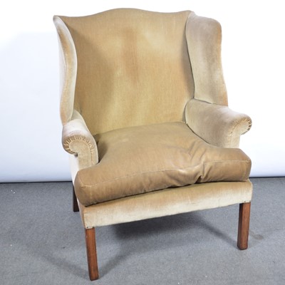 Lot 463 - George II style wing back easy chair