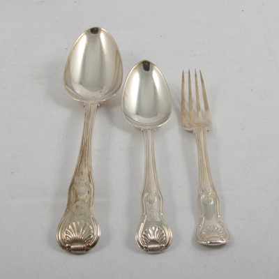 Lot 235 - Harlequin part set of Kings pattern flatware, William Chawner, London 1818-1822.