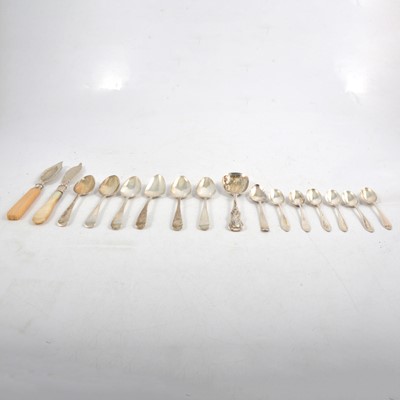 Lot 233 - Victorian silver preserve spoon, John Walton, Newcastle 1844, and other small silver flatware.