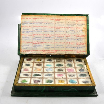 Lot 155 - Malachite box, and rocks and minerals.