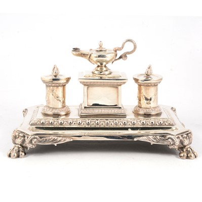 Lot 33 - Victorian silver desk stand, by Daniel & Charles Houle, London 1859
