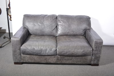 Lot 560 - Modern grey raw leather two seater settee