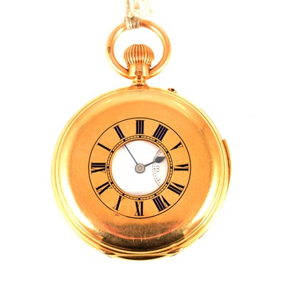 Lot 107 - An 18 carat yellow gold minute repeating demi-hunter pocket watch.