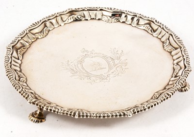Lot 42 - Small George II silver salver, by Richard Rugg, London 1759