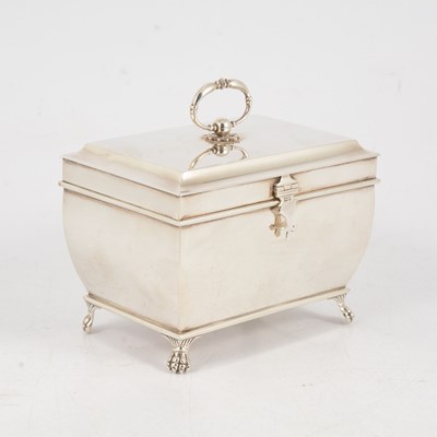 Lot 35 - Silver tea caddy, maker's mark worn, London 1911