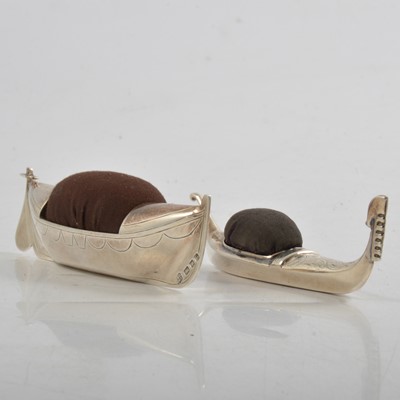 Lot 220 - Two novelty pin cushions, a boat and gondola