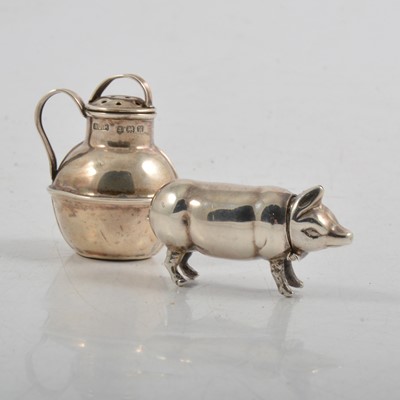 Lot 222 - Two novelties, a Jersey cream pepperette and scent bottle case