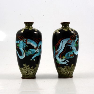 Lot 11 - Pair of Japanese cloisonne vases