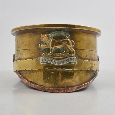Lot 184 - Military: WWI Trench art peaked cap ashtray / paperweight.