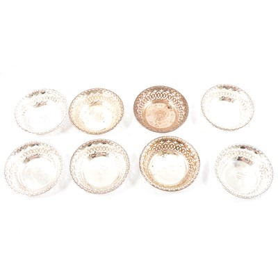 Lot 143 - Set of eight American sterling silver sweetdishes dishes, T A Kohn & Sons.